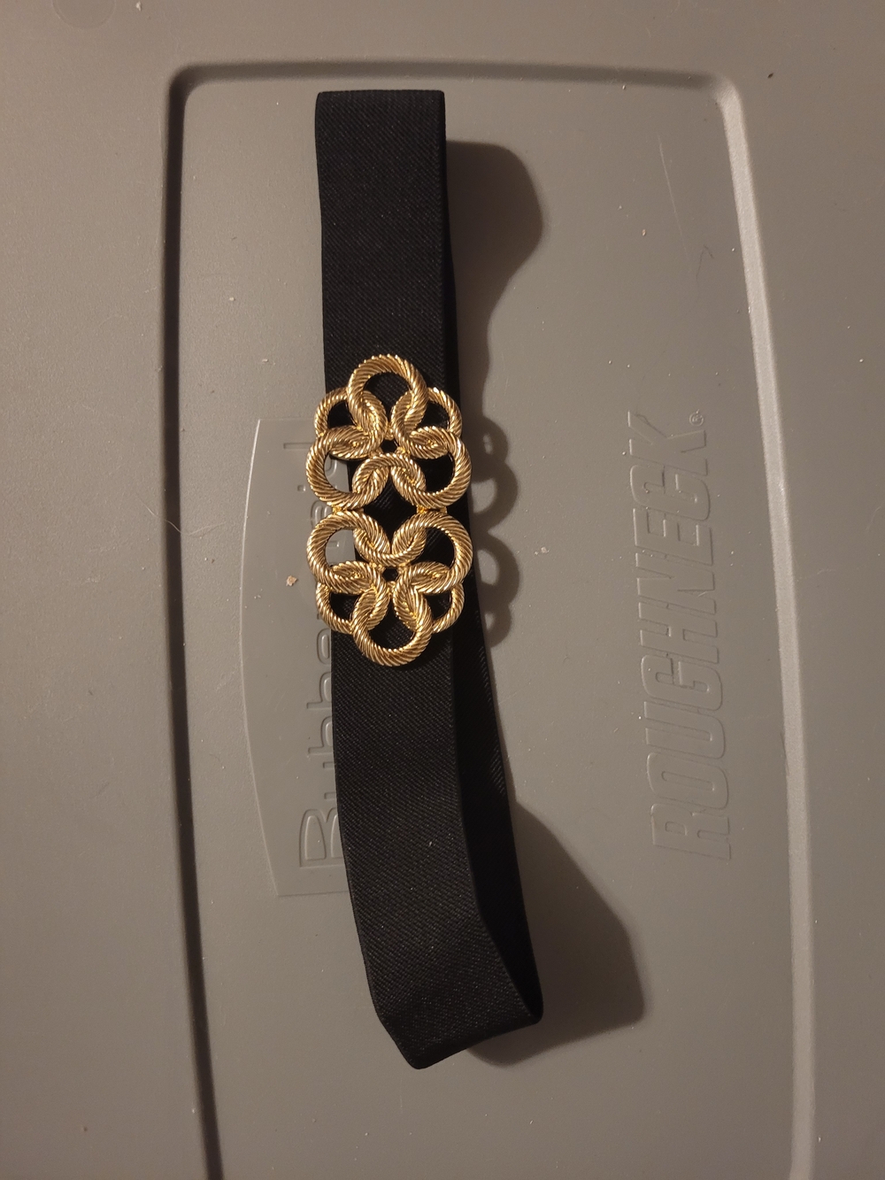 Gold Floral Medallion Black Elastic Belt